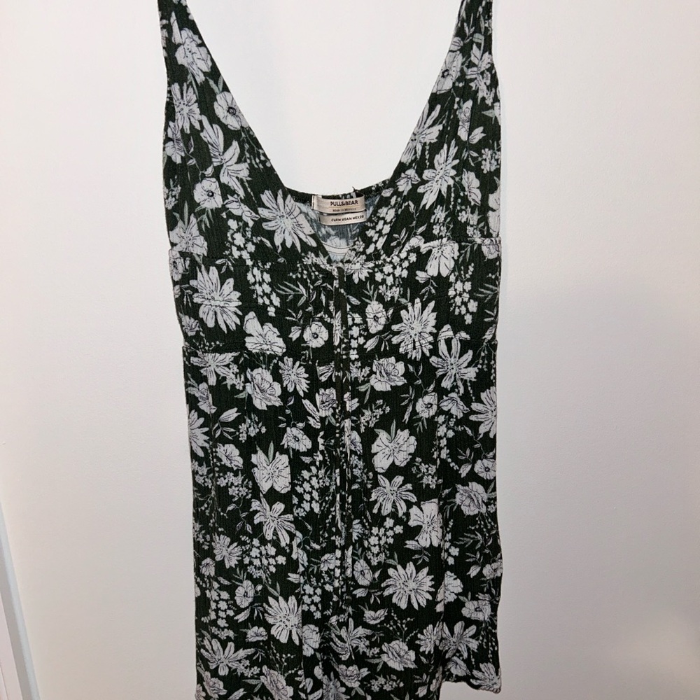 Green floral pull and bear romper